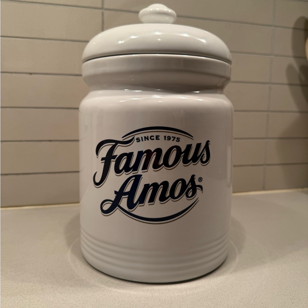 Famous Amos White Cookie Jar